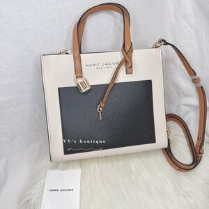 NWT Marc Jacobs Grind Mini Tote Crossbody Sandshell Multi Cream  Black M0016132